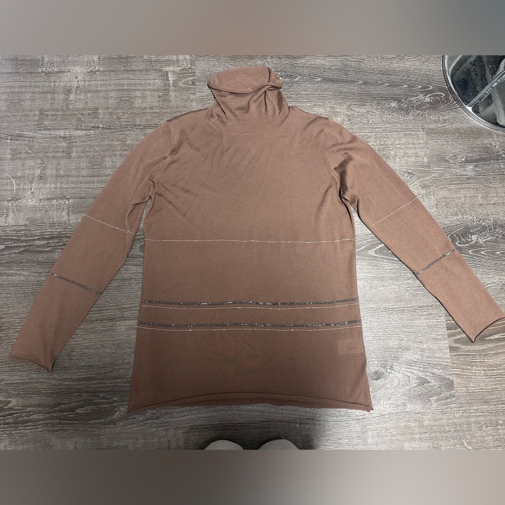 Fabiana Filippi Cashmere and Silk beaded turtleneck sweater